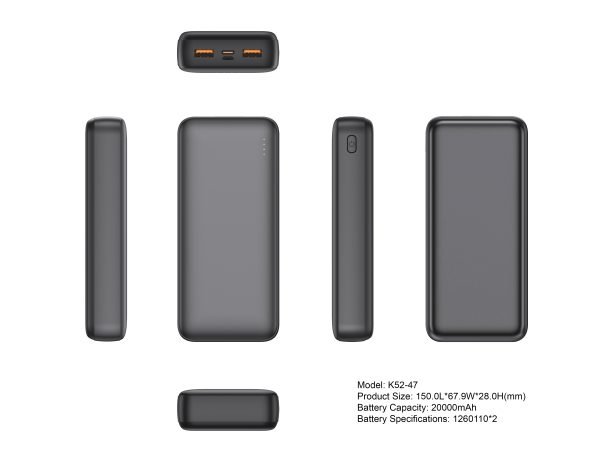 K52-47 power bank technical multi-view